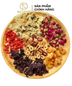 Trà thanh nhiệt thơm ngon SATOSO gồm Atiso, hoa cúc, táo đỏ, hoa hồng, kỷ tử, long nhãn