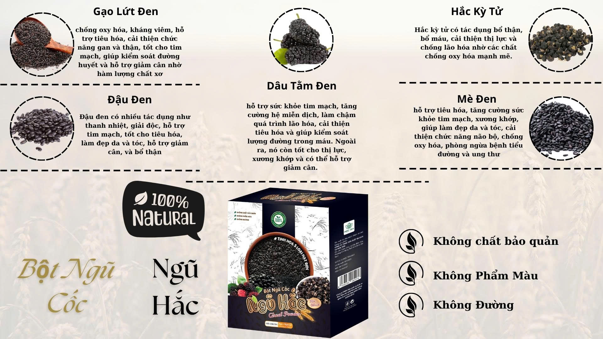 Bột Ngũ Cốc Ngũ Hắc Mộc Tâm - Ảnh 7