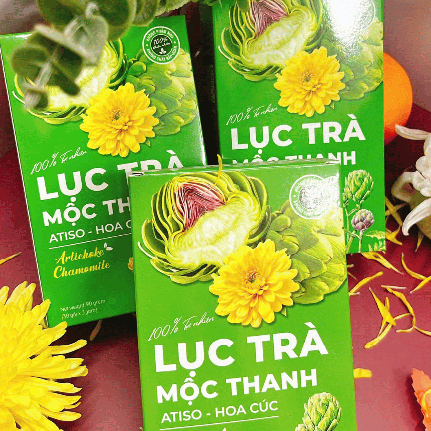 Lục Trà Mộc Thanh (Atiso, Hoa Cúc) Mộc Tâm hỗ trợ thanh lọc cơ thể, giảm nóng trong (hộp 30 túi lọc)