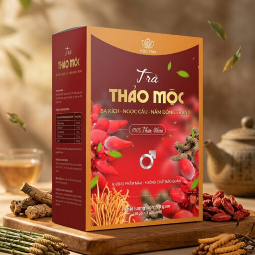 Trà Ba Kích Ngọc Cẩu Đông Trùng Mộc Tâm - trà thảo mộc thanh ngọt, thơm dịu, túi lọc tiện lợi - hộp 30 gói
