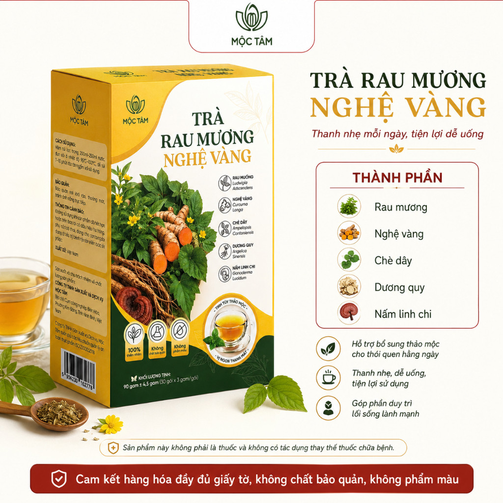 Trà Rau Mương Nghệ Vàng Mộc Tâm - thành phần
