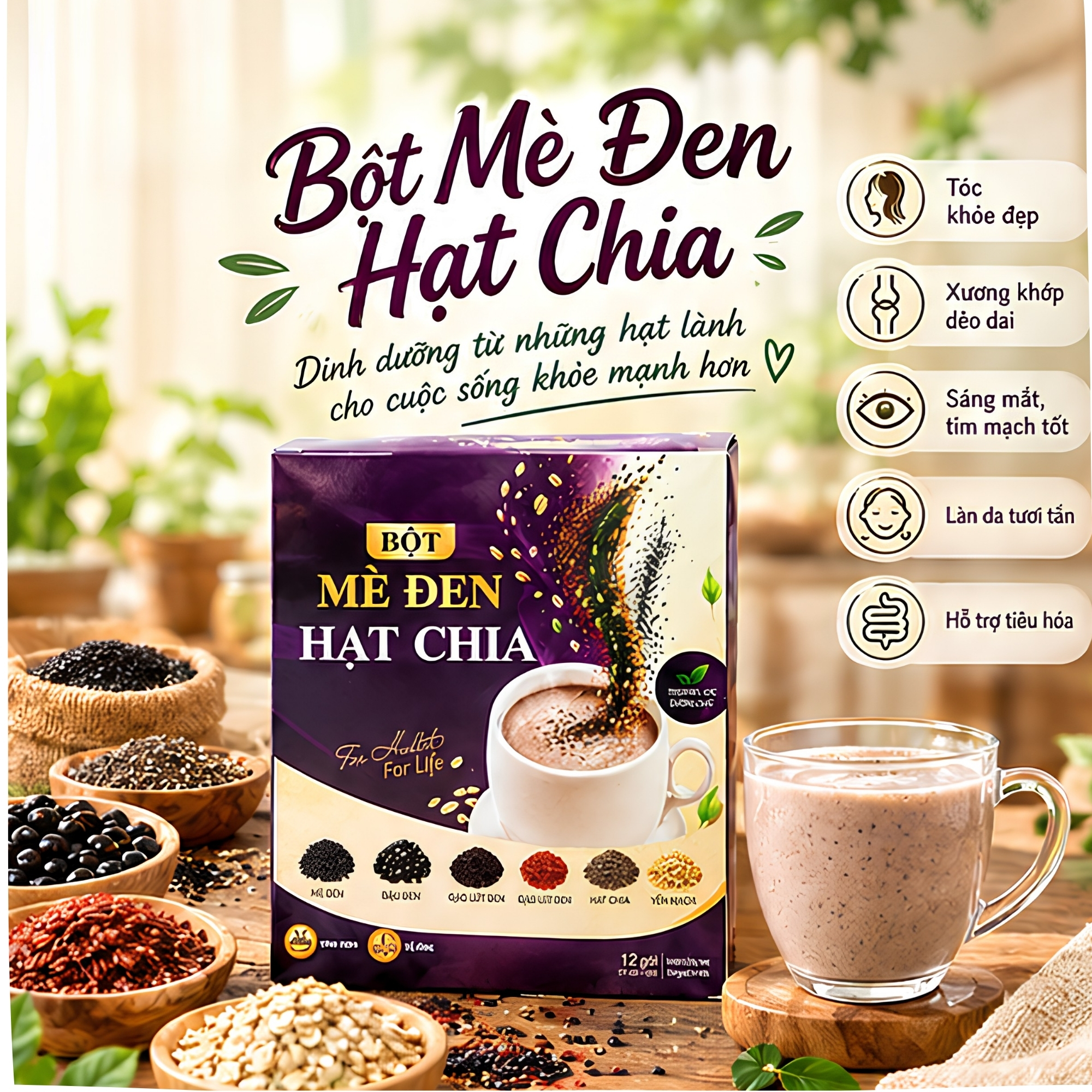 Bột Mè Đen Hạt Chia Mộc Tâm - Ảnh 2