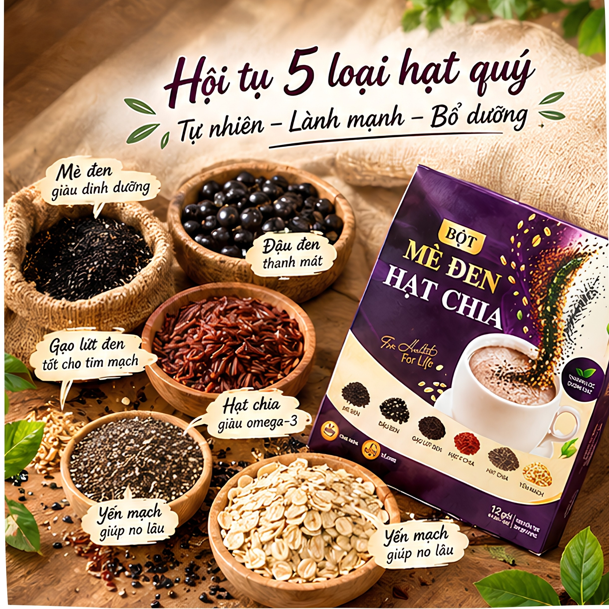 Bột Mè Đen Hạt Chia Mộc Tâm - Ảnh 3